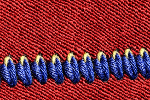 close up of embroidered stitch